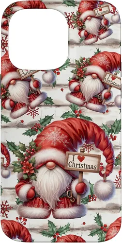 Vista 21 de iPhone 16 Love Christmas Gnomo Shabby Chic Decoración para mujer Bonita funda de Navidad
