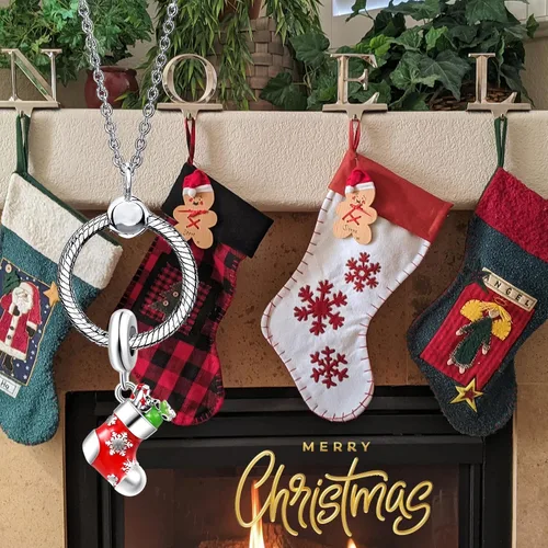 Vista 6 de QeenseKc Muñeco de nieve de Navidad, elfo, ciervo, dulce pan de jengibre, abalorio de invierno para pulsera Pandora