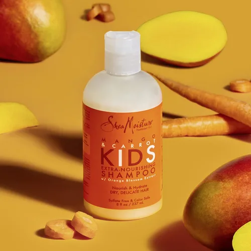 Vista 11 de SheaMoisture Champú extra nutritivo para el cuidado del cabello para niños Mango Zanahoria con manteca de karité 8 oz