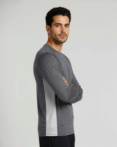 Vista 5 de Real Essentials Paquete de 4 unidades: camiseta de manga larga para hombre Dry Fit, disipa la humedad, protección solar FPU 50+ contra rayos