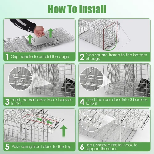 Vista 5 de Trampa plegable para animales vivos, resistente y humanitaria