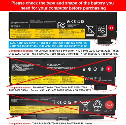 Vista 2 de Fancy Buying 0C52861 0C52862 Batería para Lenovo Thinkpad L450 L460 L470 T440 T440s T450 T450s T460 T460P T470P T550 T560 K2450 S440 S540 S544 32