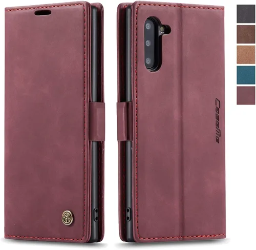 Vista 10 de Funda para Samsung Galaxy Note 10, funda tipo cartera para Galaxy Note 10, funda protectora de piel sintética con soporte magnético y ranuras