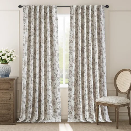 Vista 19 de jinchan Cortinas Opacas Florales para Dormitorio, 63 Pulgadas de Largo Cortinas Opacas con Estampado de Flores, Estilo Campo Francés con Pestañas