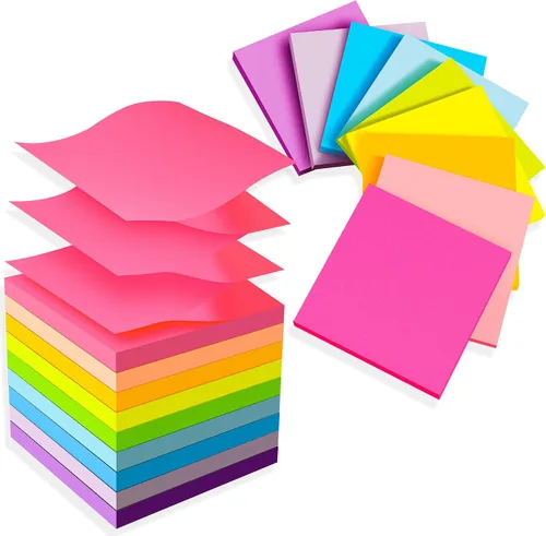 Vista 8 de (18 blocs) Notas adhesivas emergentes de 3 x 3 pulgadas, color alternativo, bloc de notas adhesivo fuerte a granel, adecuado para el hogar, oficina