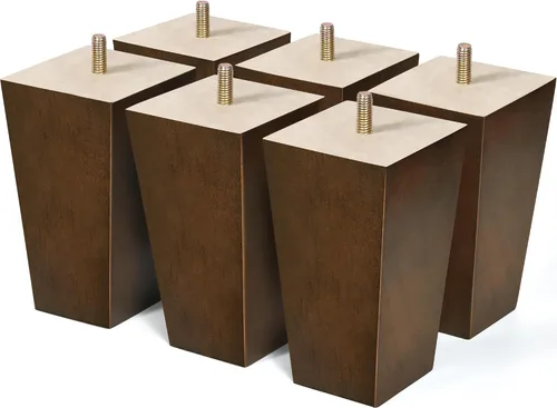 Vista 19 de Juego de 4 patas cuadradas para sofá, patas de repuesto de madera de 2 pulgadas para muebles, color marrón oscuro