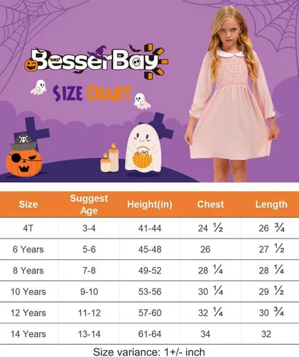 Vista 6 de BesserBay Vestido midi fruncido rosa con cuello Peter Pan para niña de 4 a 14 años