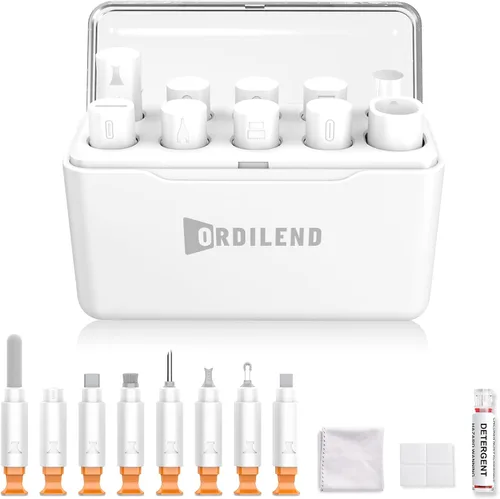 Vista 13 de Ordilend Kit de limpieza para iPhone para limpiador de puerto de carga, multiherramienta de reparación de limpiador de iPhone, cable Lightning, kit