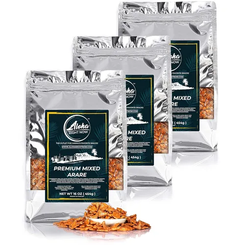 Vista 10 de Aloha Right Now Galletas de arroz arare mixtas de primera calidad, mezcla de bocadillos asiáticos estilo japonés hawaiano Mochi Crunch