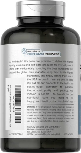 Vista 3 de Horbäach Suplemento de potasio y magnesio 240 cápsulas Calidad premium Sin OMG y sin gluten