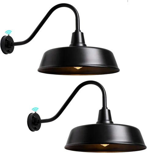 Vista 10 de Luz de Granero con Cuello de Ganso para Exteriores - Aplique de Pared Exterior para Casa de Campo, Sensor de Anochecer a Amanecer, Puerta Principal
