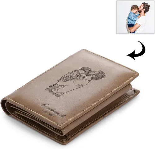 Vista 28 de Carteras personalizadas para hombres, cartera personalizada para hombre con imagen grabada y nombre, billetera delgada de cuero plegable, regalos