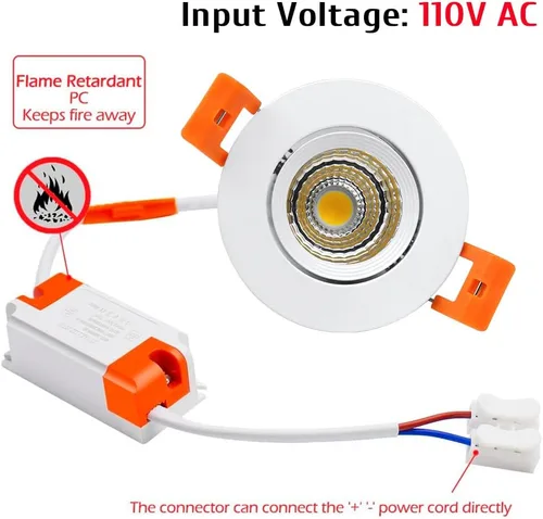 Vista 2 de LightingWill Downlight LED regulable de 2 pulgadas, luz de techo empotrable COB de 3 W, blanco ultra cálido 2700 K, CRI80, equivalente a bombillas