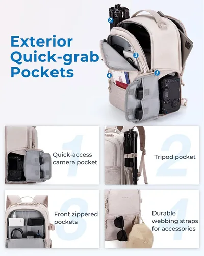 Vista 4 de BAGSMART Mochila para cámara, DSLR SLR SLR - Bolsas para cámara pequeña para fotógrafos compatibles con Sony Canon Nikon, correa para el hombro