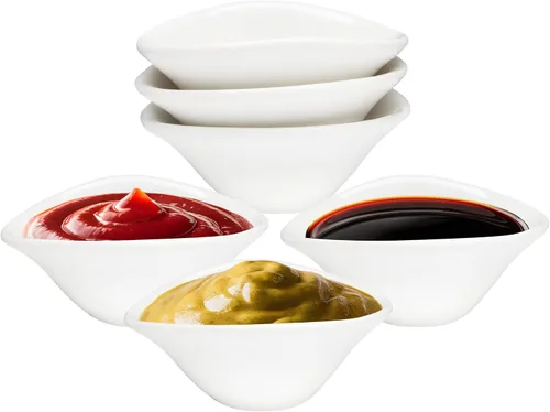 Vista 9 de Vikko Juego de 4 mini cuencos de cerámica para embutidos pequeños, plato redondo de salsa de soja de 1 onza