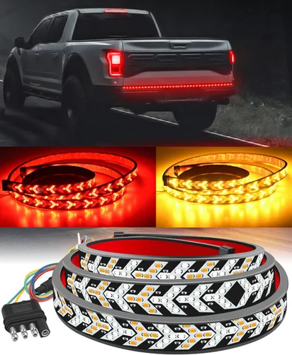 Vista 10 de TOPKU Tira de luz trasera LED para camioneta pickup, barra de luz dinámica para portón trasero del camión, tira flexible de 120 cm con luces
