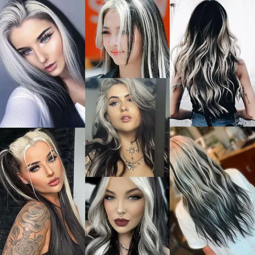Vista 6 de 12 extensiones de cabello negro con clip, extensiones de cabello de color de 22 pulgadas, extensiones de cabello sintético largo y lacio para mujer