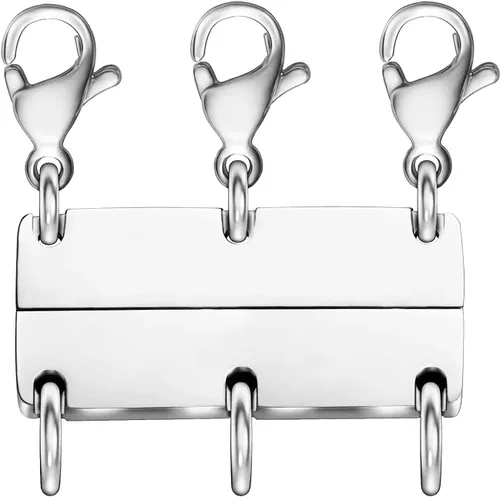 Vista 13 de Clysoru Collar con cierres y cierres para mujer, oro y plata, múltiples para separador en capas, cuentas extensoras de cadena, collares y pulseras