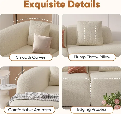 Vista 5 de Sofá modular de 114 pulgadas, moderno sofá deshuesado en forma de L con asiento profundo de gran tamaño, sofá nube para sala de estar, dormitorio