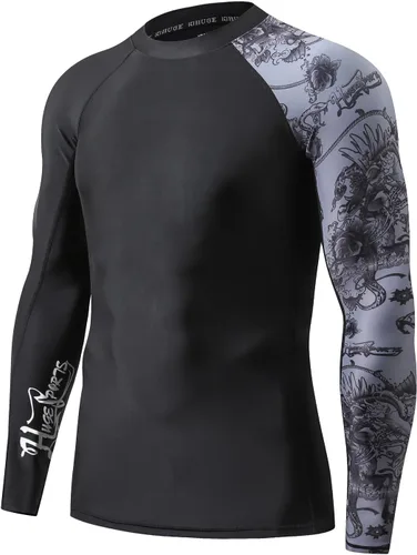 Vista 17 de HUGE SPORTS Camiseta de protección contra erupciones de manga larga para hombre UPF 50+ con protección UV, de secado rápido, con costuras