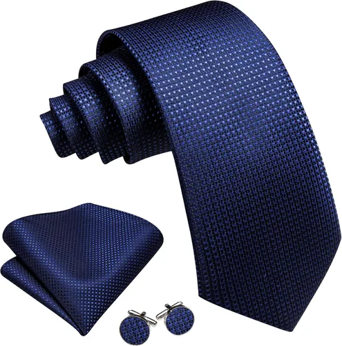 Vista 106 de Barry.Wang Corbatas de seda para hombre, diseño de lunares, gemelos cuadrados de bolsillo, gemelos para negocios, boda