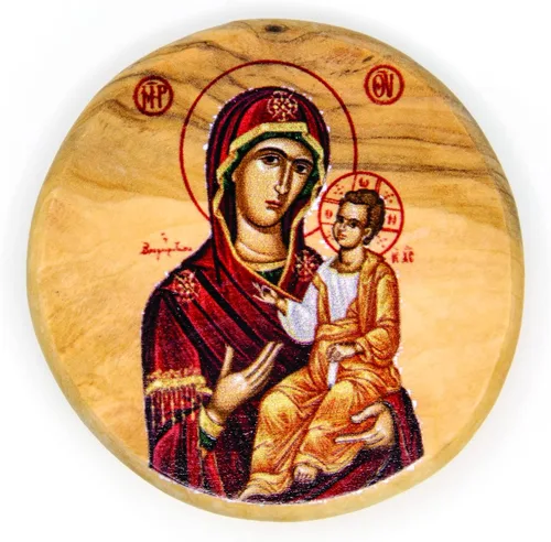 Vista 10 de Arcángel San Miguel, icono católico imán para nevera, madera de olivo, religiosa inspiradora religiosa, imanes de fe de Israel, hogar, cocina
