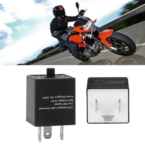 Vista 4 de Relé de intermitente LED ajustable de 12V 3 PIN para motocicleta automotriz, parpadeo de luz de giro, 0. 150W, plástico ABS