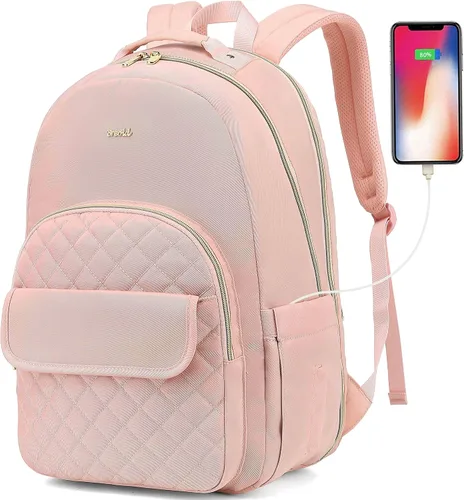 Vista 11 de Mochila para laptop para mujer, mochilas de viaje de negocios de 15.6 pulgadas, mochila escolar para niñas, profesores, mochila apta para la Negro