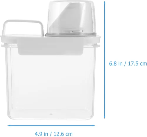 Vista 3 de jojofuny Dispensador con tapa Botellas de loción vacías Dispensador de líquido de lavandería Dispensador de polvo Perfumado Grano de lavandería