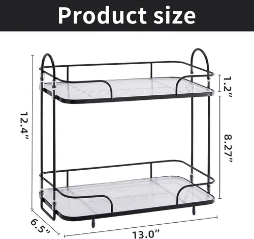 Vista 2 de Organizador de esquina de 2 niveles para encimera de baño, organizador cosmético para el cuidado de la piel, bandeja de perfume para encimera