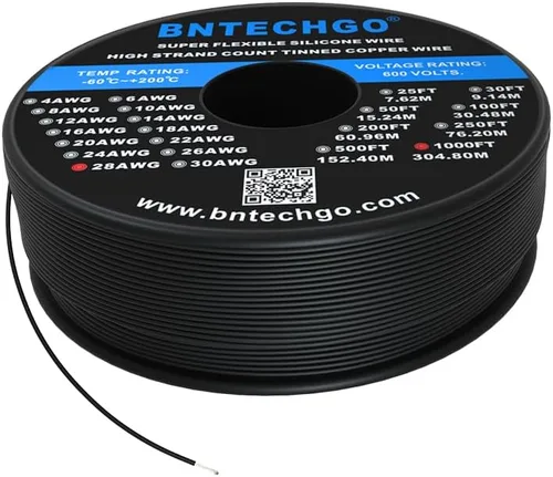 Vista 15 de BNTECHGO Carrete de alambre de silicona de calibre 28 rojo 250 pies Flexible 28 AWG alambre de cobre estañado trenzado