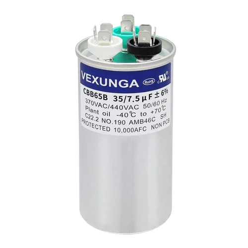 Vista 52 de VEXUNGA Capacitor Dual de Arranque Redondo A/C de 50/5 uF 50+5 MFD 370VAC o 440VAC CBB65 CBB65B Capacitores de Aire Acondicionado para Motor