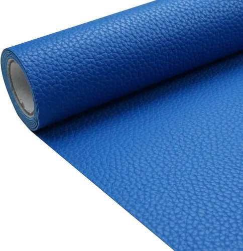 Vista 15 de Tela de cuero de imitación de textura litchi azul bebé PU 11.8x53.14 pulgadas (30x135 cm) de 1.13 mm de espesor para tapicería, manualidades