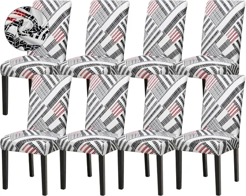 Vista 94 de Sufdari Juego de 2 fundas para sillas de comedor, fundas para sillas de cocina, fundas para sillas Parsons, protectores de sillas de elastano