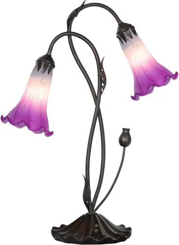 Vista 18 de Bieye L10849 Lámpara de mesa de acento de vidrio soplado con flor de lirio para decoración de sala de estar/dormitorio (1 luz, púrpura)