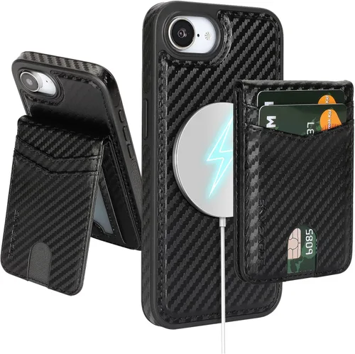 Vista 70 de SkyEagle - Funda tipo cartera compatible con MagSafe para iPhone 11, color negro Detachable Magnetic Credit Card Holder,RFID Blocking,PU
