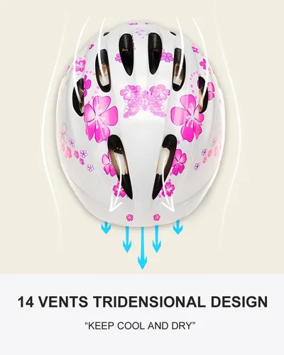 Vista 3 de Casco de bicicleta súperligero rosa para niñas pequeñas y bebés.