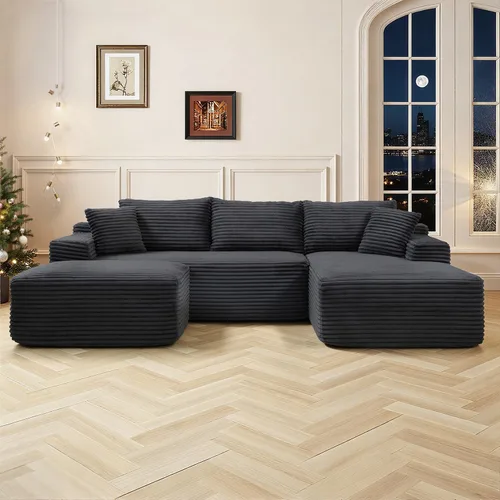 Vista 11 de Sofá seccional Cloud de 108 pulgadas, sofá seccional modular moderno con asiento profundo, sofás de pana sin estructura con chaise en forma de L