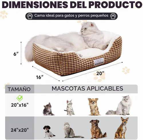 Vista 5 de Cama pequeña para perros pequeños, camas para gatos de interior, lavable, cama rectangular para perros, cálida, suave, relajante, cama duradera