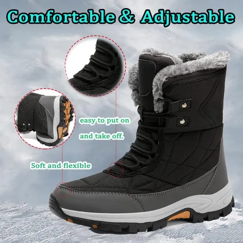 Vista 5 de Botas de nieve para mujer, botas de invierno para mujer, botas de nieve con forro de piel para mujer, botas de invierno antideslizantes para mujer