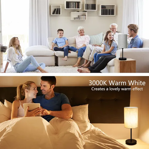Vista 9 de RISLG Juego de 2 lámparas de mesa pequeñas para recámara, lámparas de noche para mesita de noche con interruptor de cable, lámparas de escritorio