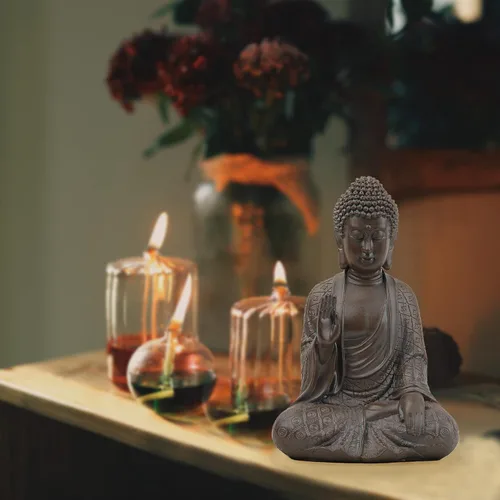 Vista 6 de Leekung Estatua de Buda para Decoración del Hogar, Estatua de Buda Decoración Zen, Decoración de Buda de Meditación Marrón 7 Pulgadas Marrón Oscuro