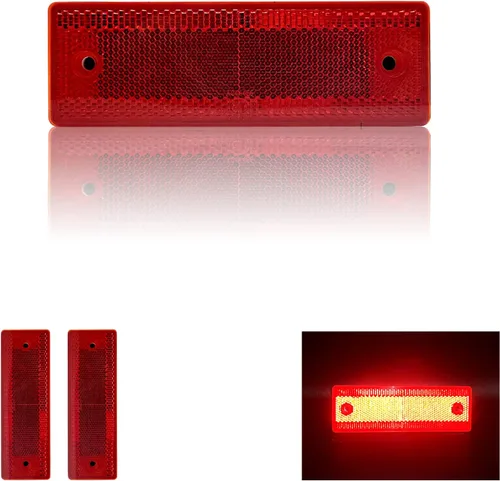 Vista 10 de Reflector - Rectángulo autoadhesivo de seguridad, impermeable, para entrada de buzón de remolque (modelo A/2 unidades, naranja)