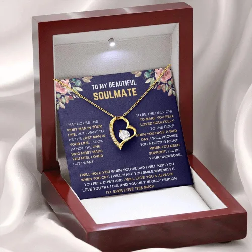 Vista 8 de Hermoso collar de alma gemela con texto en inglés "To My Beautiful Wife", collar para mi futura esposa, regalo de alma gemela, collar de amor
