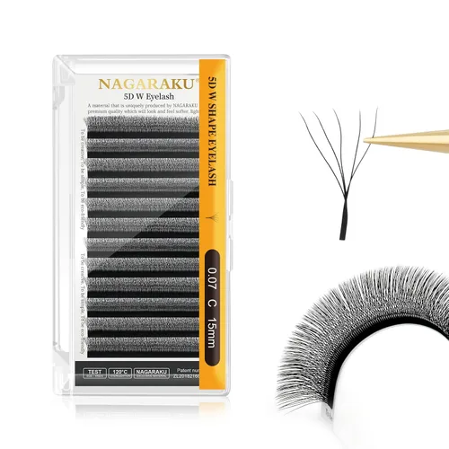 Vista 178 de NAGARAKU Extensiones de pestañas prefabricadas en abanico 3D W 0.05 C 0.315 0.05-C 3D W
