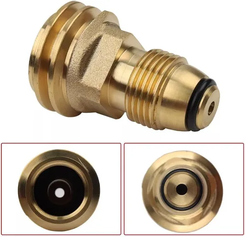 Vista 3 de Adaptadores de tanque de propano que convierten la válvula de servicio POL del tanque LP a QCC1 latón sólido ajuste universal (paquete de 2)