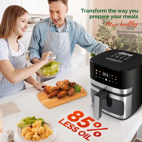Vista 3 de Freidora de aire digital de 5.8QT con ventana visible, temperatura y temporizador ajustables, fritura al aire, recalentamiento, fácil para alimentos