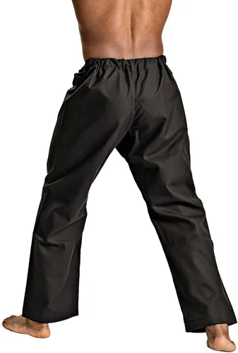 Vista 4 de Ronin - Pantalones de karate pesados, color negro, blanco o camuflaje, 100% algodón, 12 onzas, cintura tradicional con cordón