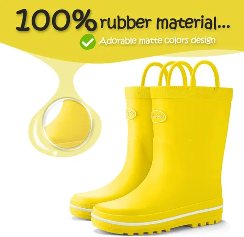 Vista 3 de KomForme - Botas de lluvia para niños, impermeables, de caucho mate, con presillas para poner con facilidad