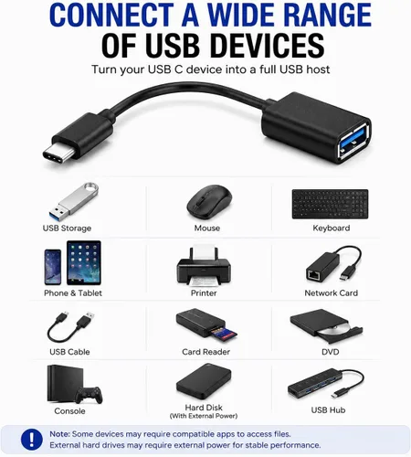 Vista 5 de Adaptador USB-C OTG, USB-C macho a USB 3.0 hembra, adaptador OTG compatible con Thunderbolt 3 y 4 para MacBook Pro, iPad Pro, Surface Go